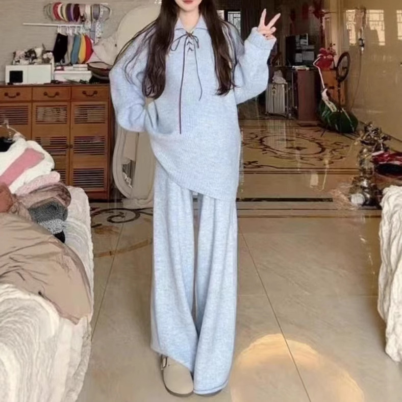 PH51901大爱美依缘2025秋季新款小个子宽松上衣阔腿裤减龄套装女|undefined
