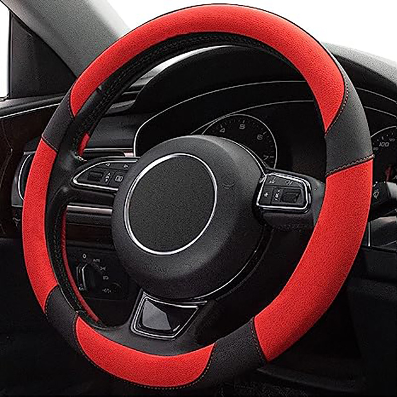New summer car steering wheel cover ultra-fine microfiber breathable anti-slip car bag cover two-color splicing supplies wholesale 