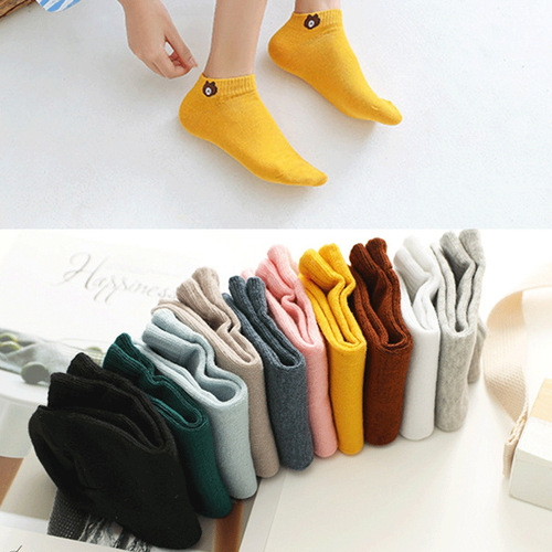 Socks Women's Boat Socks Bear Short Socks Spring and Summer New Japanese Ladies Cartoon Low Cut Thin Socks Manufacturer Wholesale