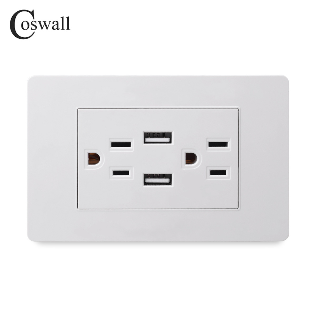 PC面板118型北美洲美式开关插座 双USB墙壁插座 外贸墙壁开关插座