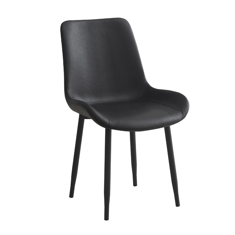 Silla de comedor de cuero de lujo simple y ligera, silla de recepción de doble propósito, silla de acero al carbono, silla de comedor duradera