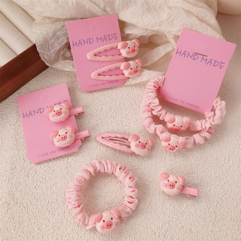 Cute cerdo pequeño cerdo intestino delgado cuerda de cabeza dulce niña dibujos animados cabello anillo cuerda de cabello tira de goma de alta elasticidad duradera