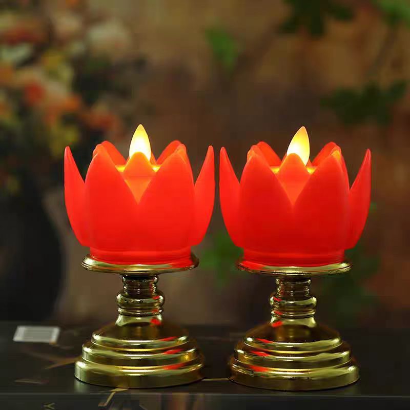新しい電子ろうそくのプラスチック蓮の花の置物のシミュレーションの揺れ動くLED電子ろうそくの明かりの長い明蓮の花の明かりのカラーランプ|undefined