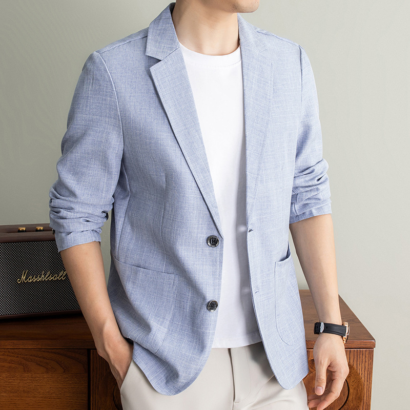 Men's Casual Linen Suit 2026 Spring and Autumn New Solid Color Slightly Stretchy Slim Fit Business Youth Suit Jacket Men's Casual Linen Suit 2026 Spring and Autumn New Solid Color Slightly Stretchy Slim Fit Business Youth Suit Jacket