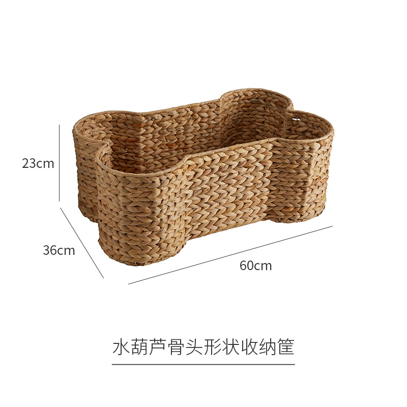 Nuevo juguete de tejido a mano cesto de artículos de tela de paja cesto de almacenamiento de calabaza de agua hueso forma de tela de caña cesto de almacenamiento