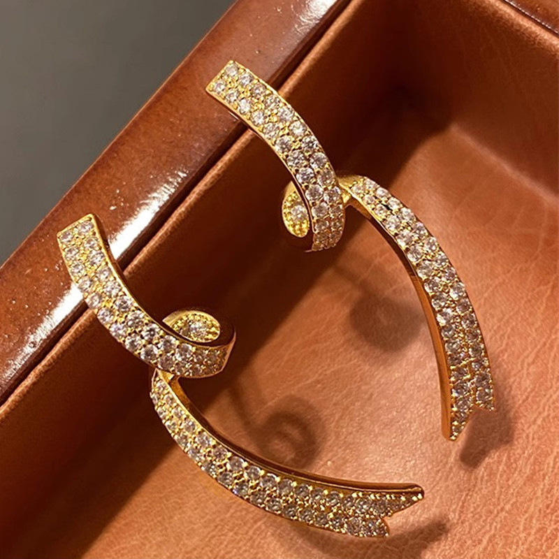 304 Stainless Steel Ear Needle Material Zircon Inlay Material 1 Pair Elegant Modern Style Classic Style Geometric Copper Zircon Ear Studs