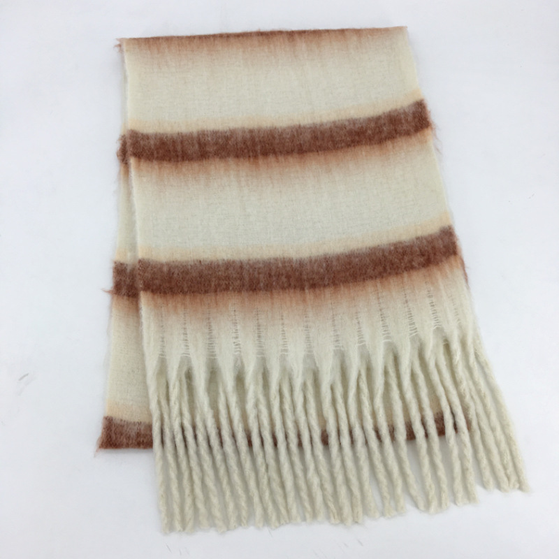 条纹拉毛围巾