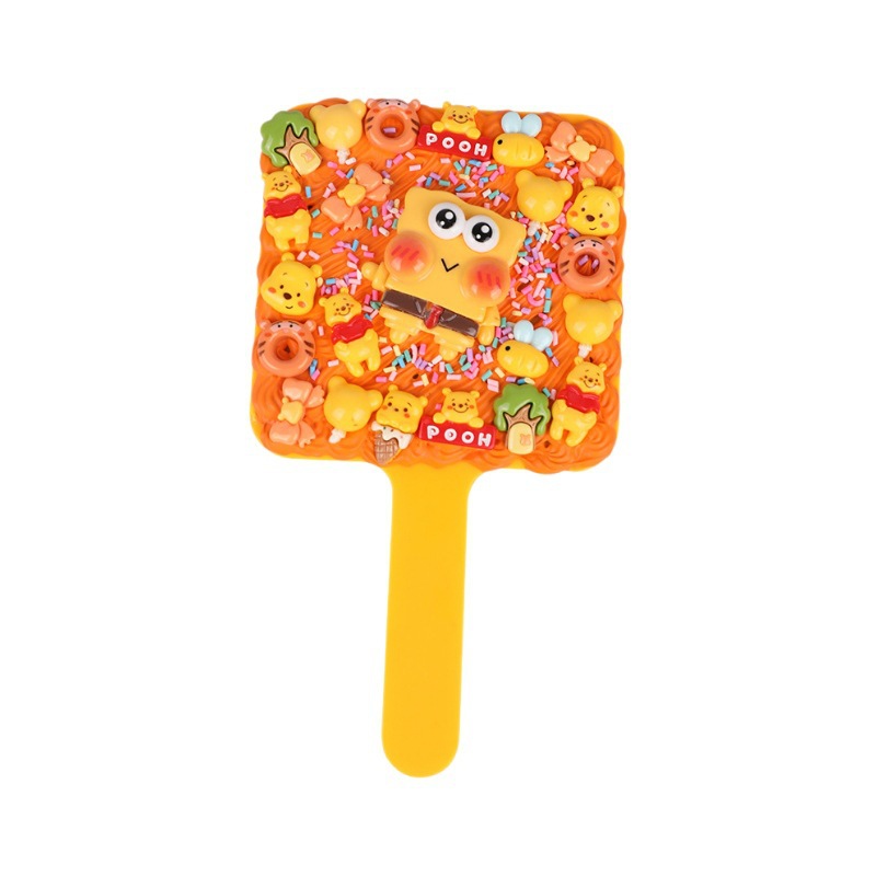 Diy para niños de mano espejo maquillaje material paquete dibujos animados hechos a mano puro pegamento de crema espejo juguete regalos para chicas