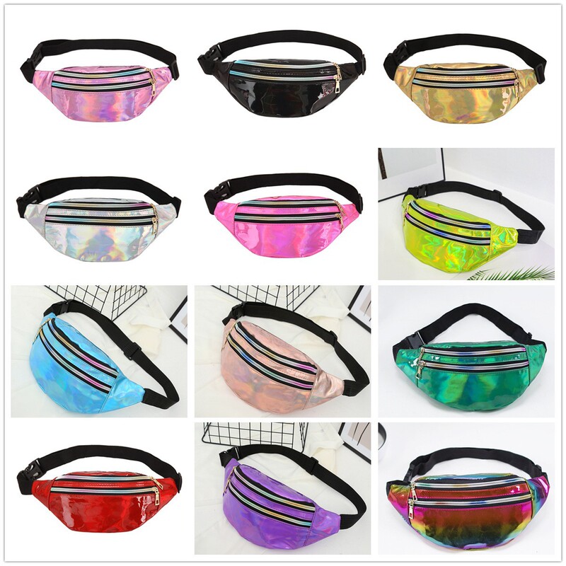 New Running Laser Waist Bag Women's Crossbody Chest Bag Reflective Outdoor Beach Bag Trendy Men's Personalized Cashier Bag Women