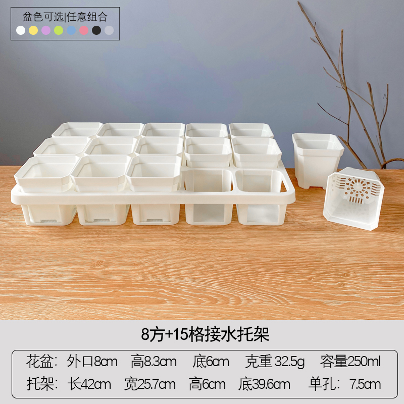 플라스틱 - 15그리드 흰색 브래킷 + 15개의 흰색 8구 세면대 세면대는 8가지 색상으로 제공됩니다. - 환경 친화적인 플라스틱