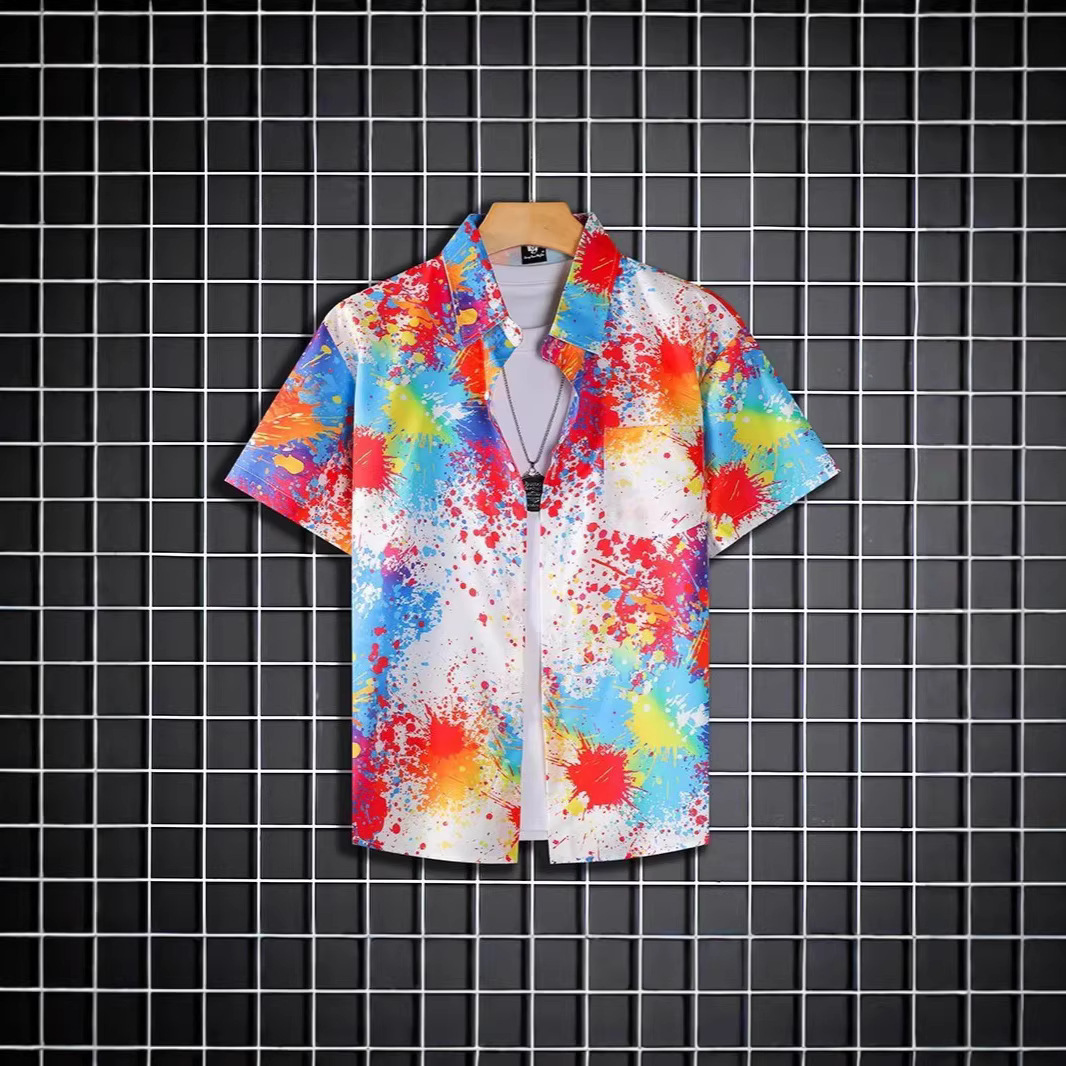 Hawaii Beach Casual Suit Men's Quick-Drying Hainan Suit Short-Sleeved Floral Shirt Beach Shorts Couple Matchinging Two-Piece Set