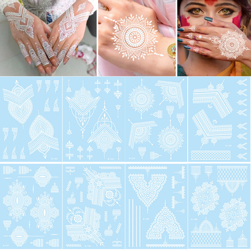 Amazon Cross-border New Hannah Lace Tattoo Waterproof White Temporary Tattoo Party Wedding Tattoo