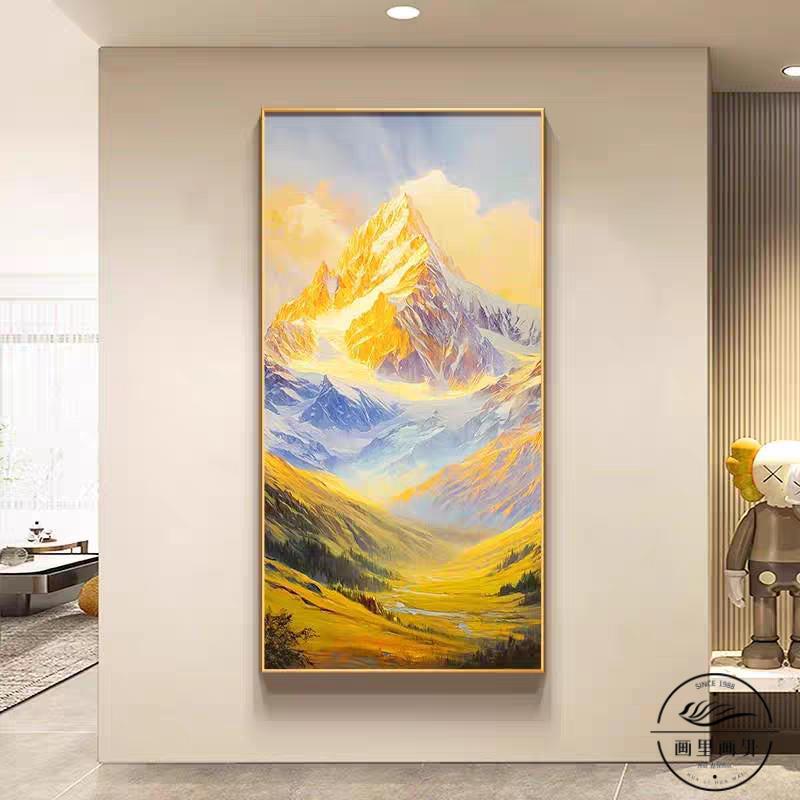 Decorative Painting for Entrance Foyer, Living Room, Corridor, Hallway, Vertical Office Hanging Painting with a Mountain as a Backdrop
