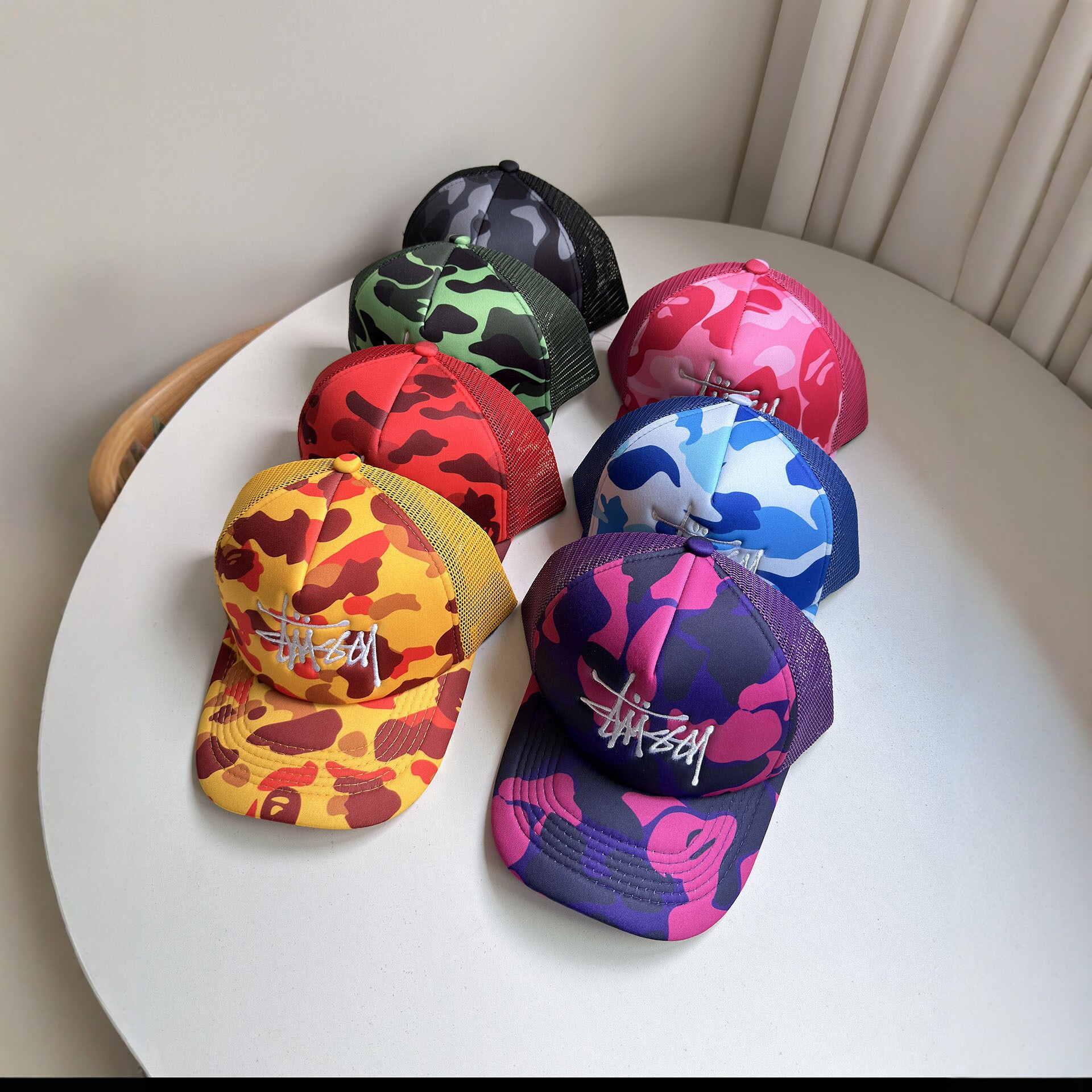 Camouflage Embroidered Baseball Cap for Men, Trendy Hip-Hop Style, Women's Summer Sun Protection Hat, Versatile Street Style Mesh Cap