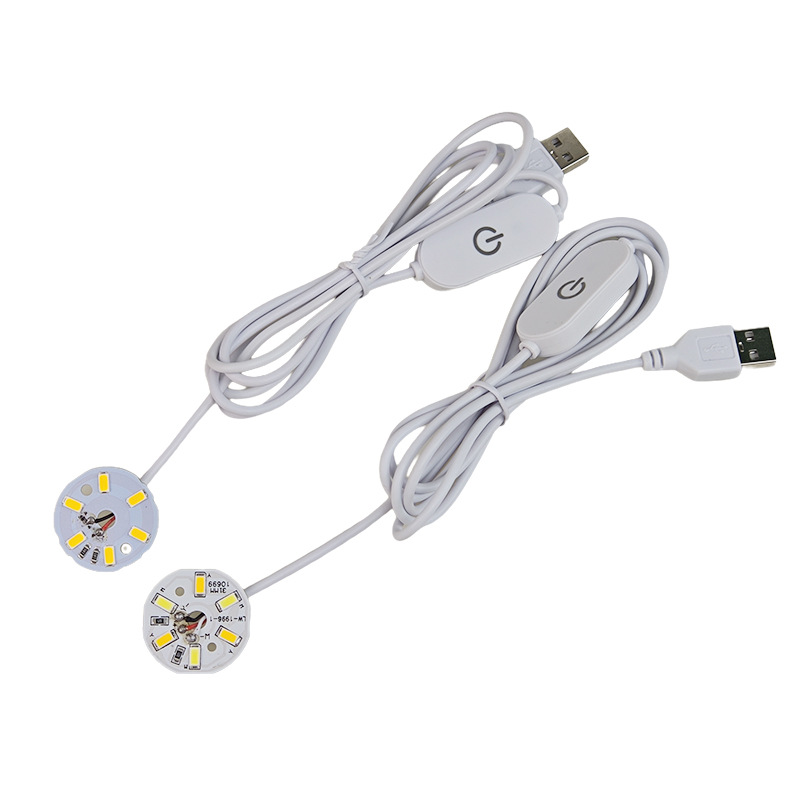 Lámpara de 5V, fuente de luz colorida blanca cálida de bajo voltaje con cable de interruptor táctil USB, mecha, lámpara de mesa de bricolaje, base luminosa