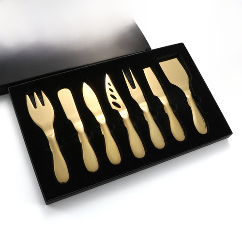 Stainless steel cheese knife set fork scraper point knife butter knife seven-piece set pizza knife cheese kitchen baking tools