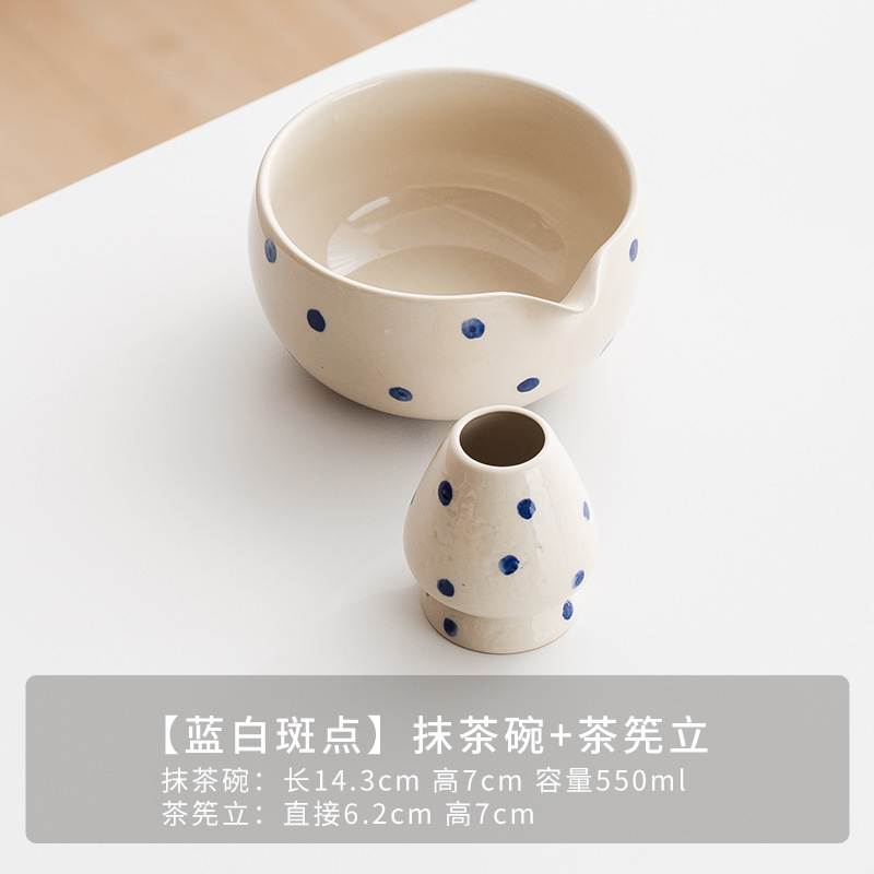 [파란색과 흰색 반점] 아크 벨리 말차 그릇 + 차 스탠드