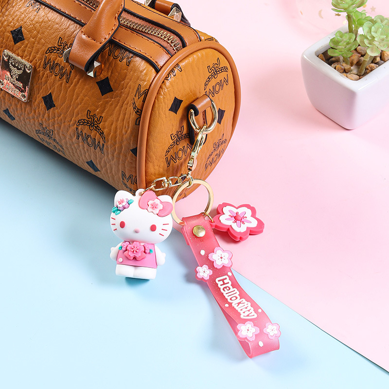 Celebridad en línea Sanrio Cherry Blossom diario color transparente correa de mano llavero hombres y mujeres colgante de coche exquisito bolso adornos al por mayor