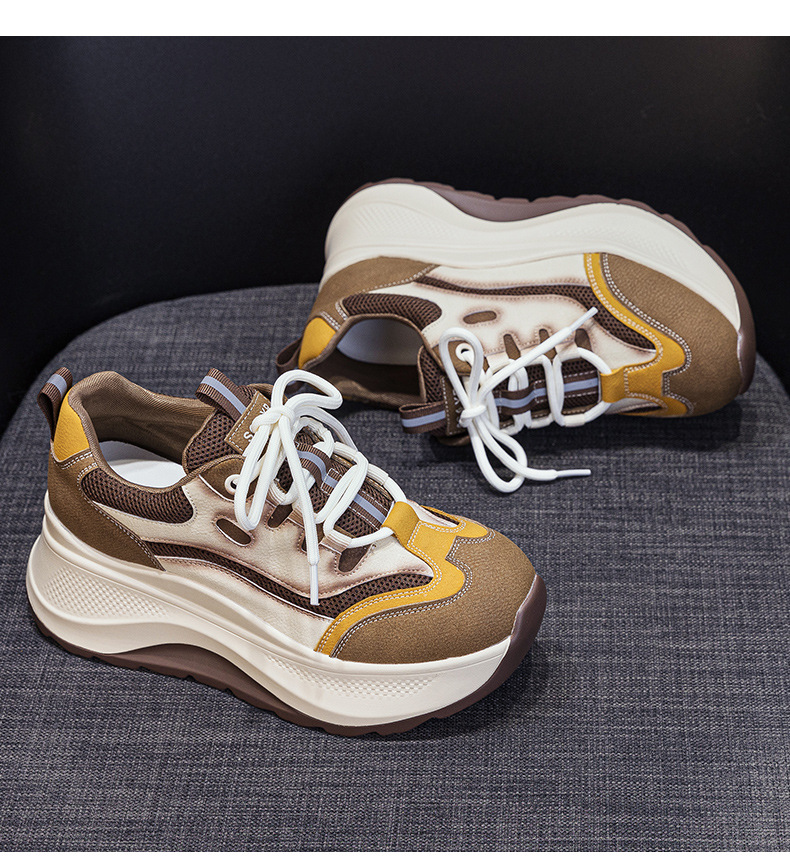 Giày sneaker nữ đế dày 2026 mới nhất thu đông, phong cách thể thao đa năng, đế mềm êm ái tăng chiều cao — M2962 màu vàng, M2962 màu xanh lá cây chi tiết 16