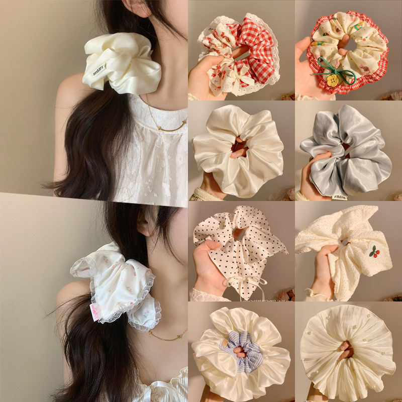 French Gentle Scrunchie For Women Korean High-End Lazy Style Large Tie Elegant Versatile Hair Accessory_voghion.com