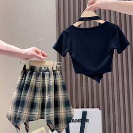 女童夏装新款儿童洋气短袖亲子中大童女孩夏季网红裙裤两2026新款