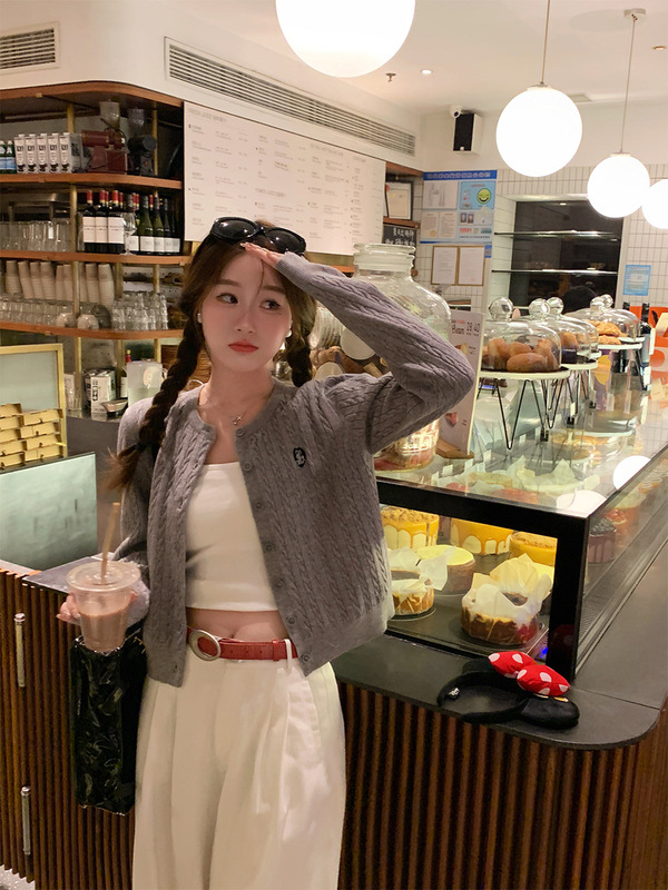 黄色开衫针织开衫外套女2025新款短款慵懒春秋麻花毛衣高级感上衣|undefined