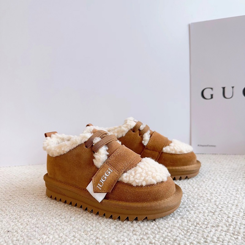 Winter Teddy fleece children's snow boots for men and women, non-skid plush cotton children's shoes, genuine leather_voghion.com