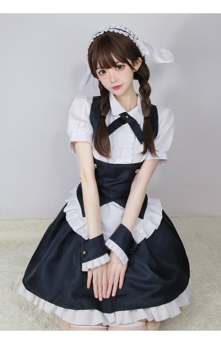 二次元可爱女仆装COS黑白小兔子管家女佣燕尾兔女郎Lolita连衣裙-阿里巴巴