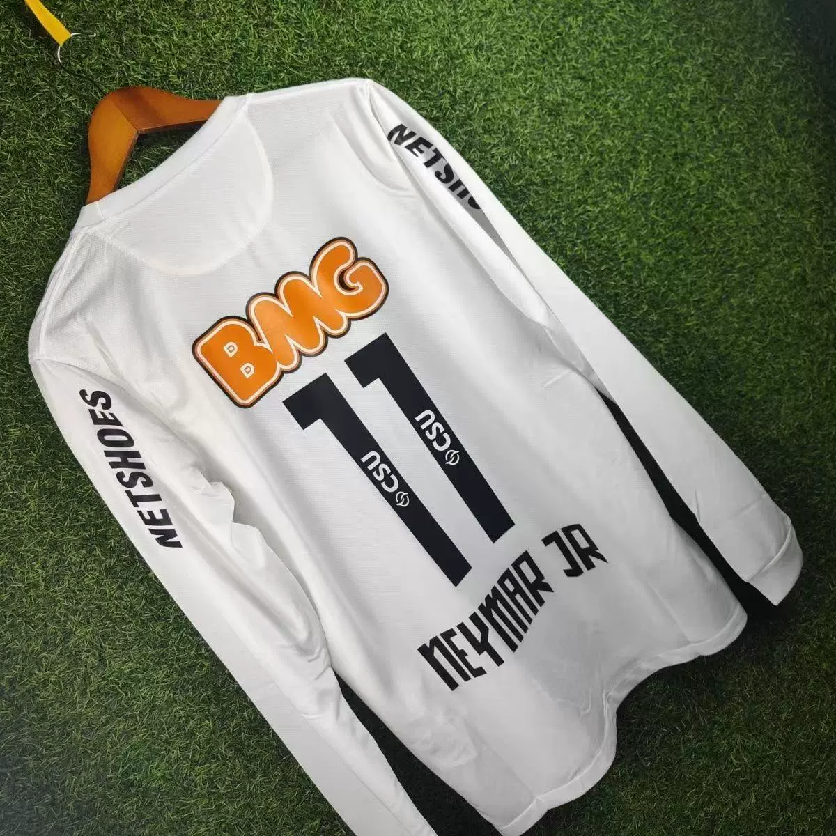 Футболка Сантос домашняя и гостевая матче второй away №11 Неймар ретро однотонная длинные рукава