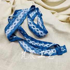 2024年云饰阁新款植物扎染蓝色发带多用