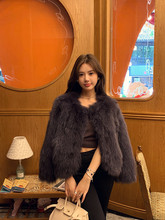 女皮草外套2025冬季新款加厚仿狐狸毛皮毛一体短款毛大衣网红