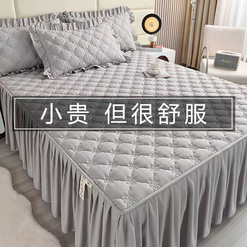 Покрывало в стиле юбки из стираного хлопка, цельное стеганое простыня с юбкой, 1.8m пылезащитная защита Simmons J^