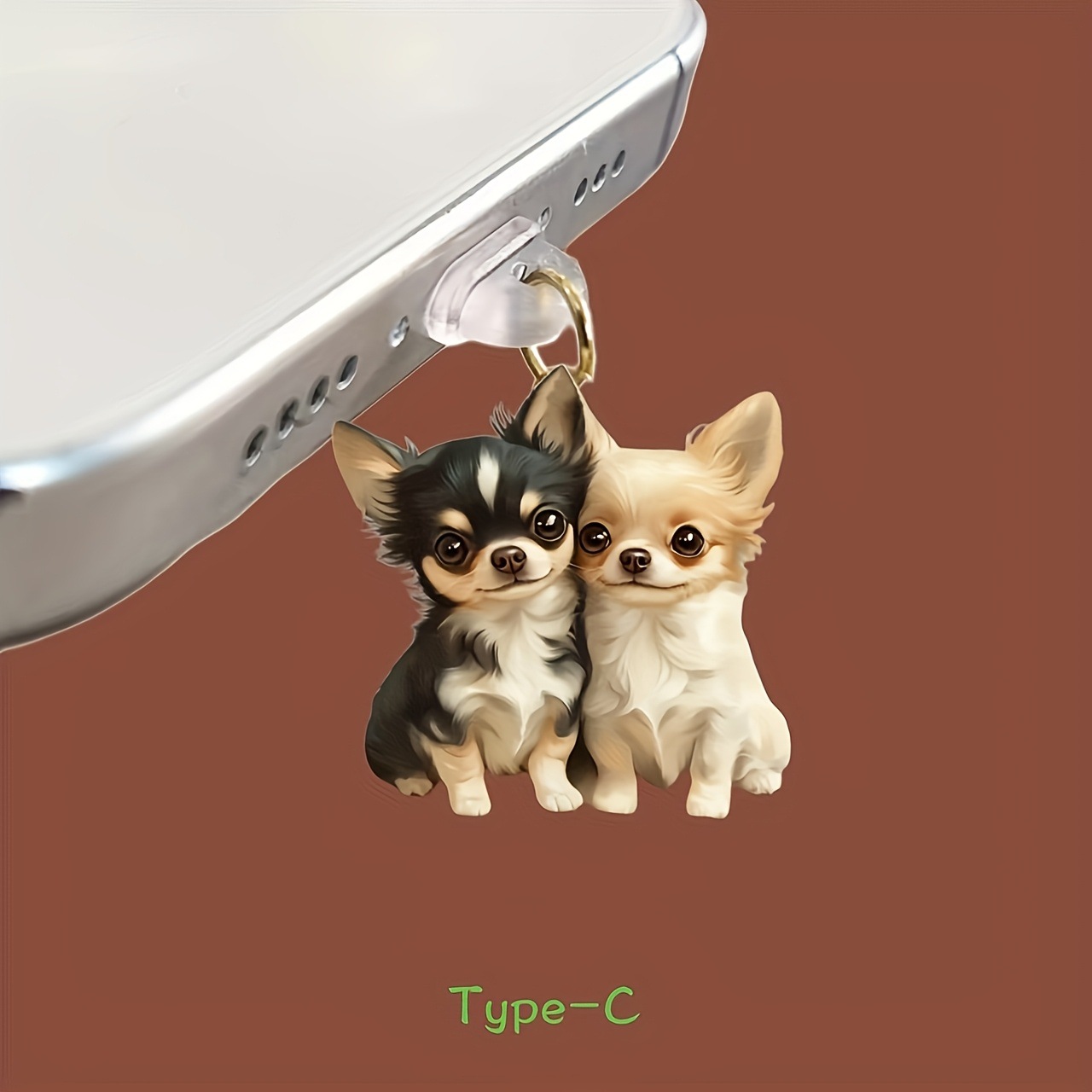 Nuevo acrílico plano transfronterizo dos perros acrílico enchufe de polvo para teléfonos móviles
