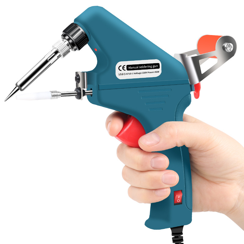 跨境厂家直销内热式焊锡枪欧 美规60w手持式出锡送锡枪电烙铁恒温