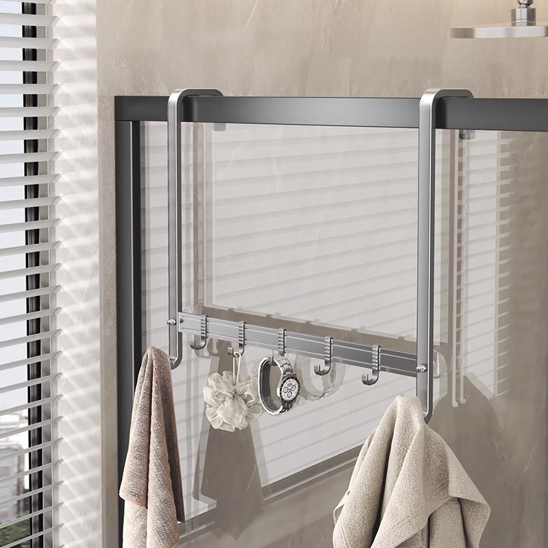 Bathroom Towel Rack Hook Clothes Hook Bathroom Glass Door Clothes Hook Punch-free Toilet Coat Hook