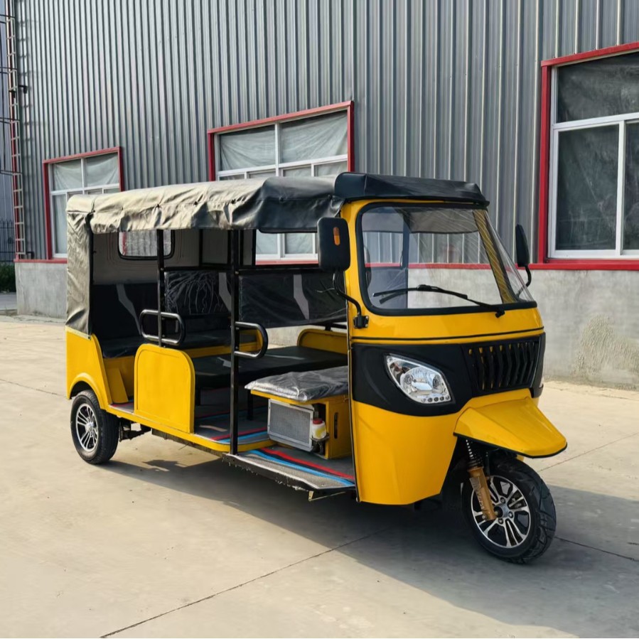 motocicleta transfronteriza de tres ruedas de gasolina de cuatro filas de doce asientos tuktuk tuk tuk