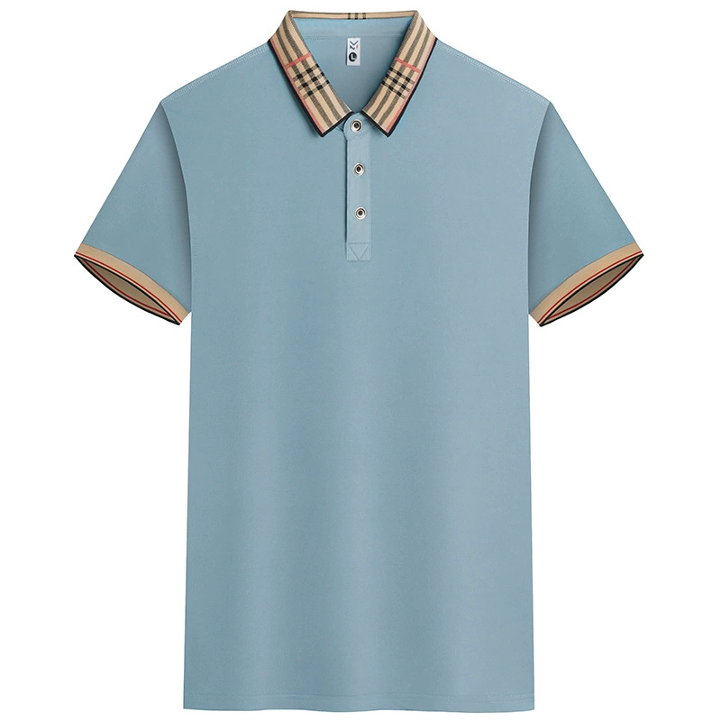 Летняя мужская рубашка поло с короткими рукавами бизнес-повседневная легкая роскошная футболка с лацканом