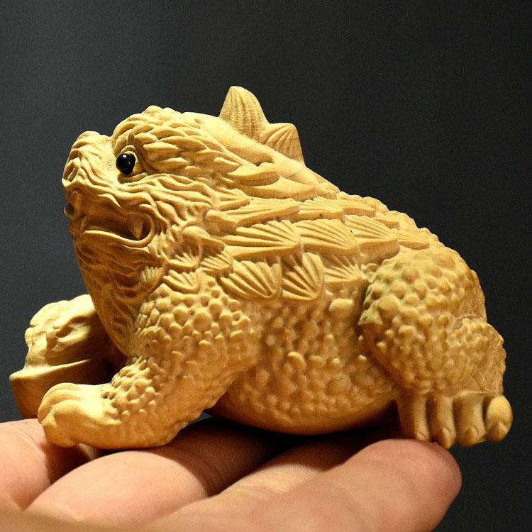 黄杨木雕三足金蟾手把件 实木雕刻蟾蜍文玩摆件茶宠装饰工艺品-阿里巴巴