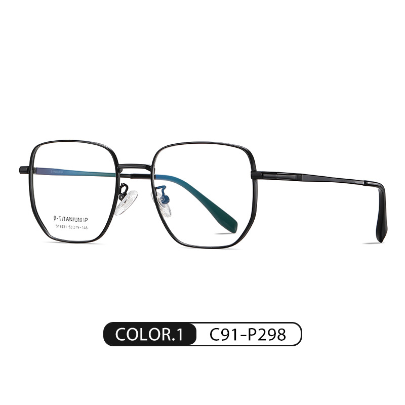 En stock al por mayor gafas de titanio puro st6221 moda hombres y mujeres pueden coincidir con gafas de miopía marco IP chapado ultraligero gafas lisas