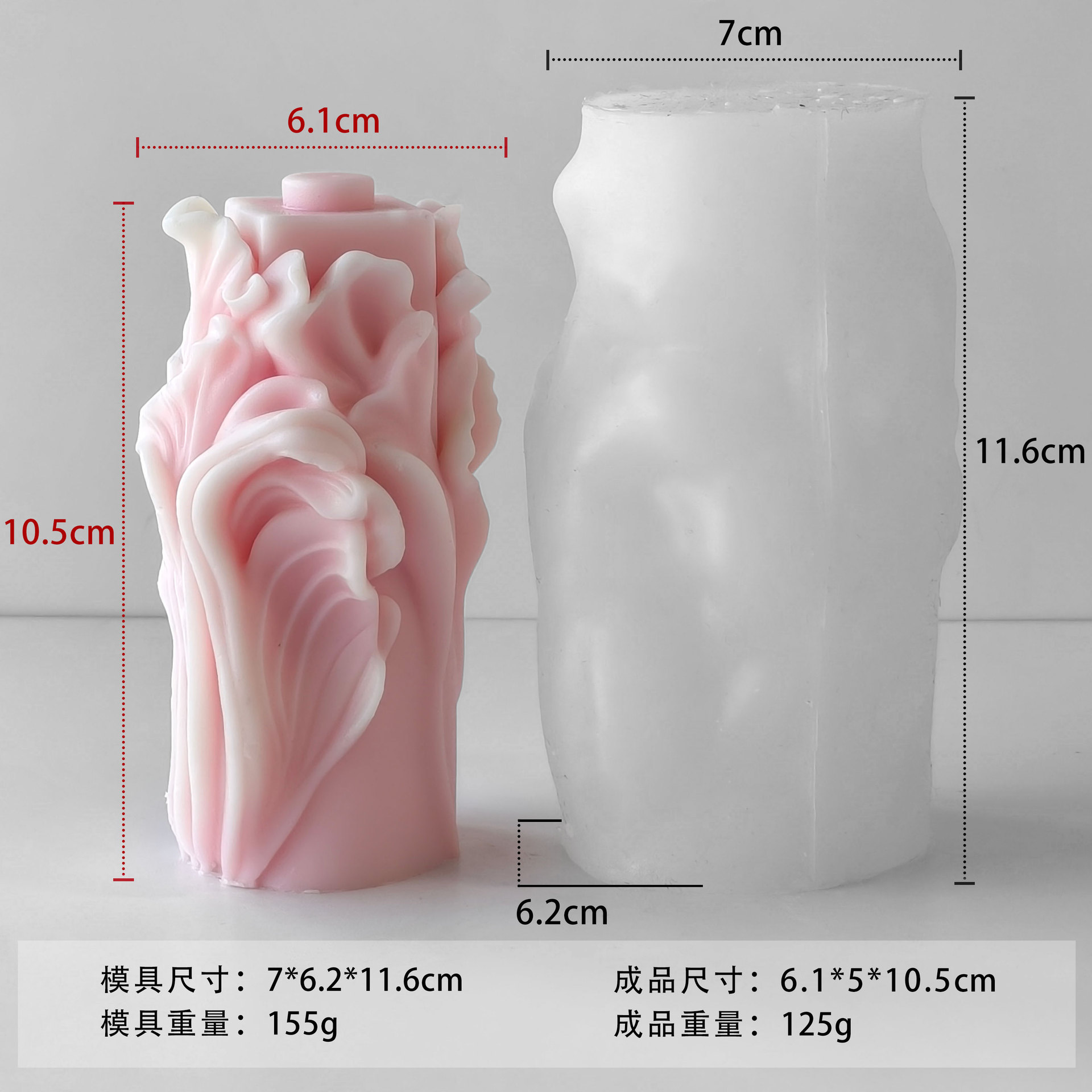 Jiahuimei Wave Pilar Molde de vela de aromaterapia Cilindro geométrico de bricolaje Abrasilado de yeso