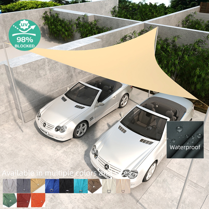 210D Triangular Sunshade Sail Canopy for Courtyard, Swimming Pool, Balcony, Sunshade Tent, Rain Shelter, Decorative Commercial Art Canopy
