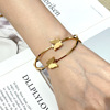 Tide, steel spring stainless steel, matte advanced design universal golden bracelet with butterfly, high-quality style