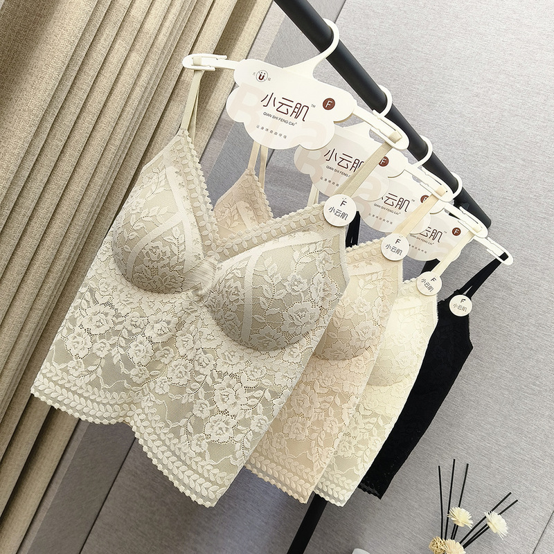 French Lace Intimates Women's Seamless Long Beautiful Back Suspender Bra Comfortable Push-Up Inner and Outer Vest 1508