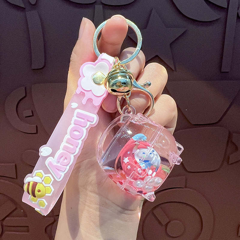 Creativo en la olla de arroz de aceite de la luna de orejas perros llaveros lindos dibujos animados pareja colgante garra máquina pequeños regalos al por mayor