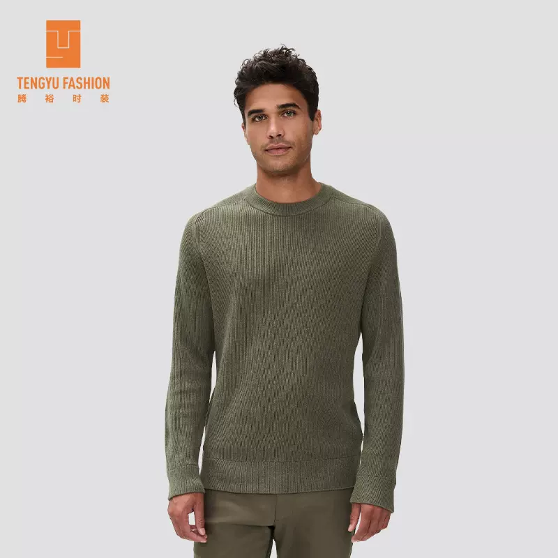 大朗腾裕羊毛衫外贸定制春秋男士圆领针织打底衫纯色百搭长袖毛衣