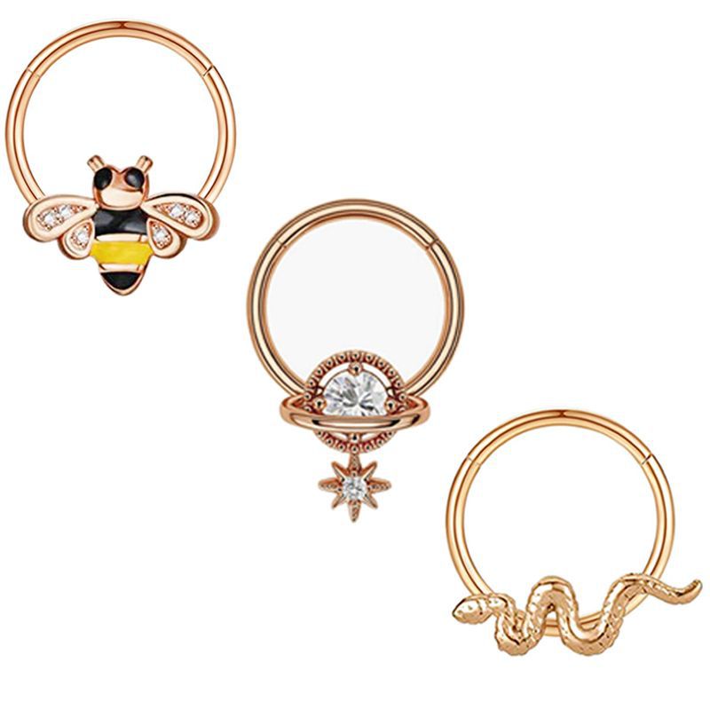 Solid Color Pattern 3 Pieces Ear Cartilage Rings & Studs Simple Style Classic Style Solid Color 304 Stainless Steel Inlay Zircon Nose Rings & Studs