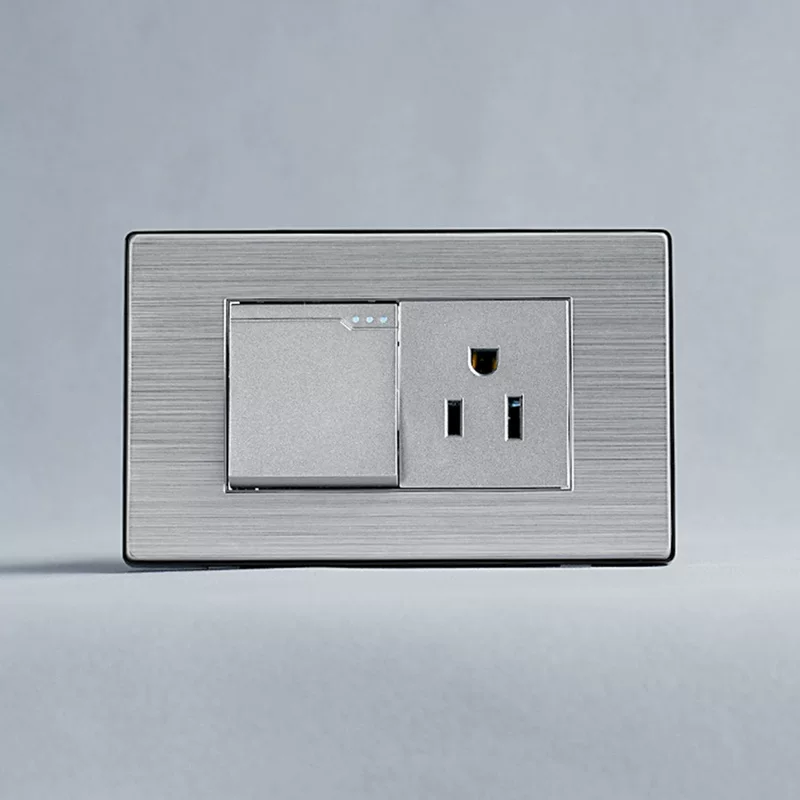 South American series stainless steel panel one-switch American flat 3-hole socket one-open single and double control 16A 250V