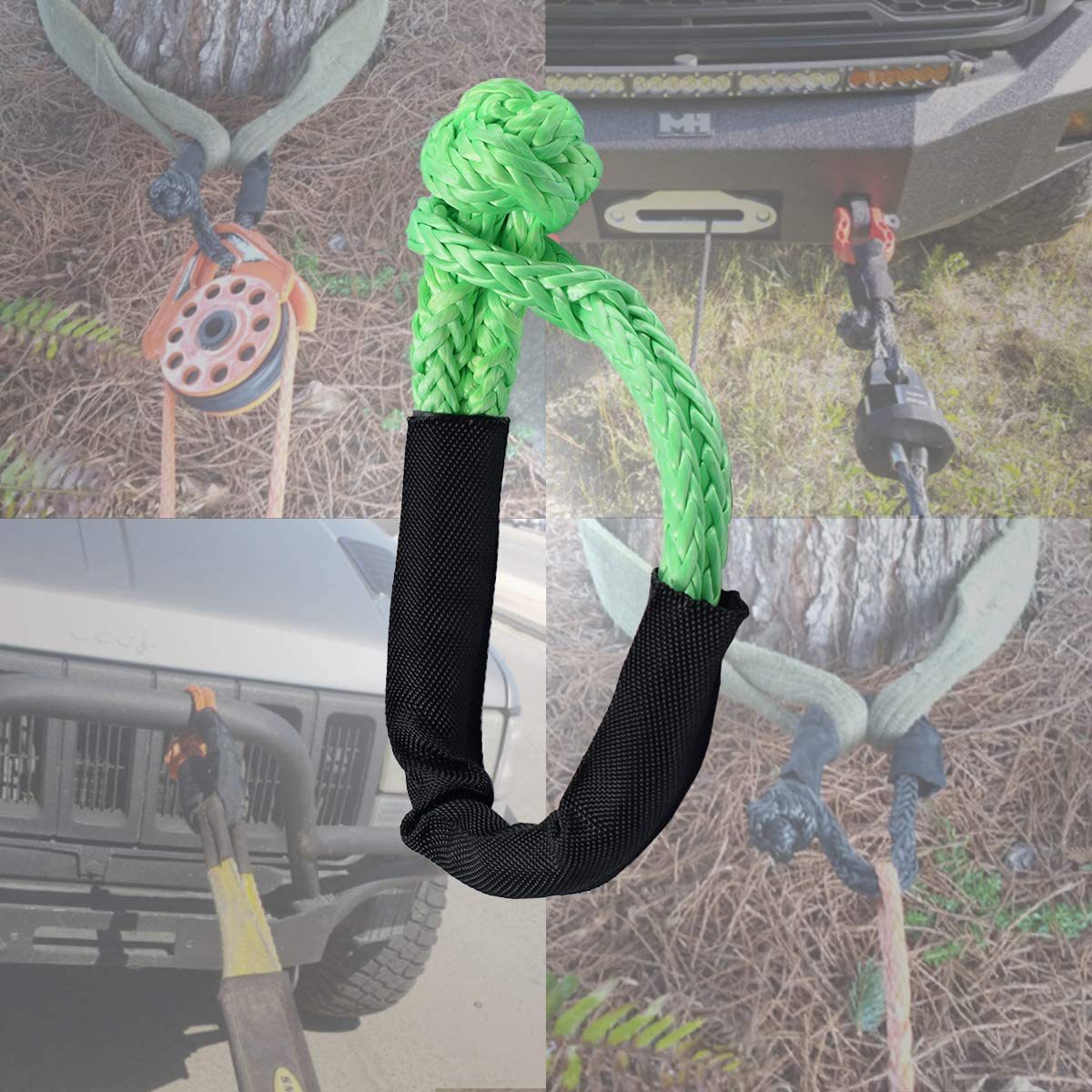 17-ton knot rope, soft shackle, single pack, double pack, winch rope, trailer rope, off-road trailer hook Amazon