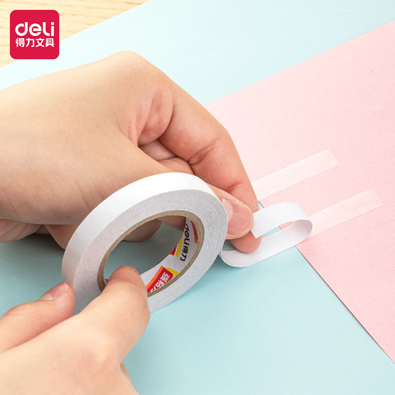 Deli double-sided tape strong adhesive white hot melt adhesive manufacturers wholesale high viscosity strong office fixed double-sided adhesive