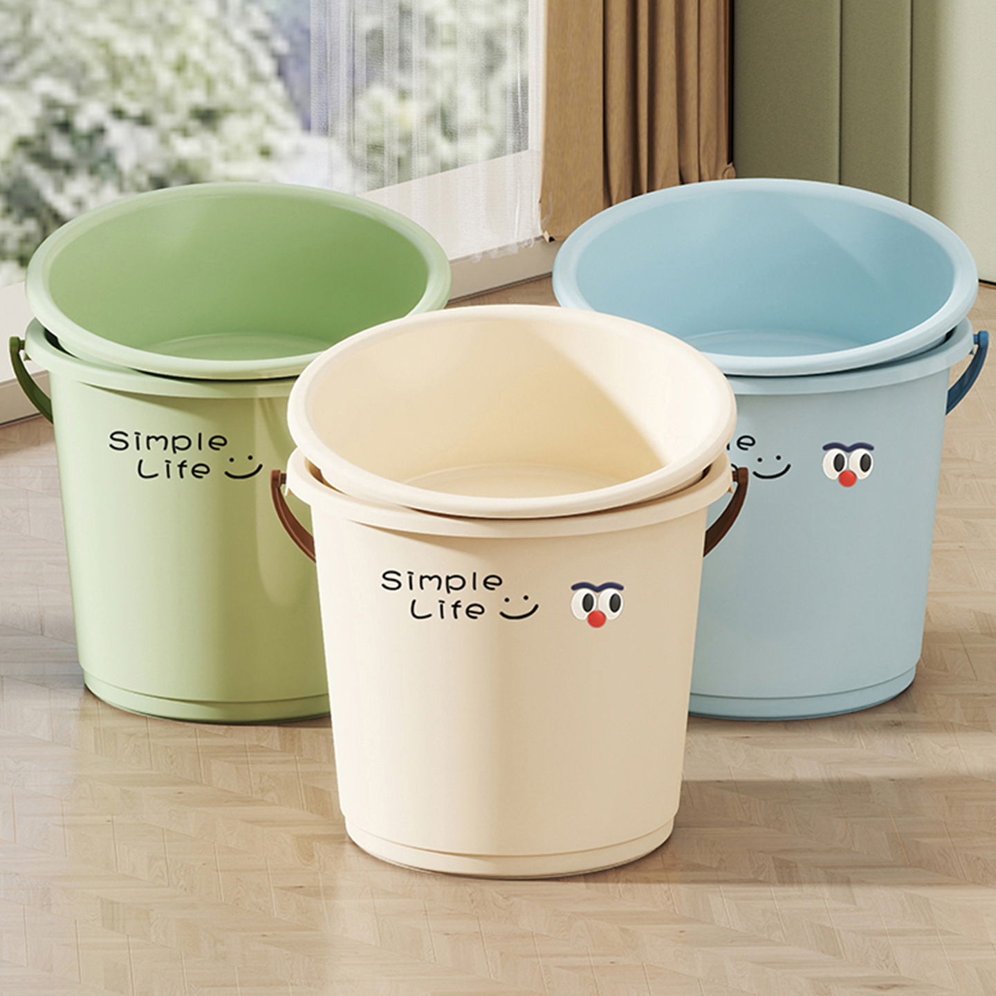 塑料水桶手提加厚洗衣桶家用大号圆桶学生宿舍用带脸盆洗澡装水桶